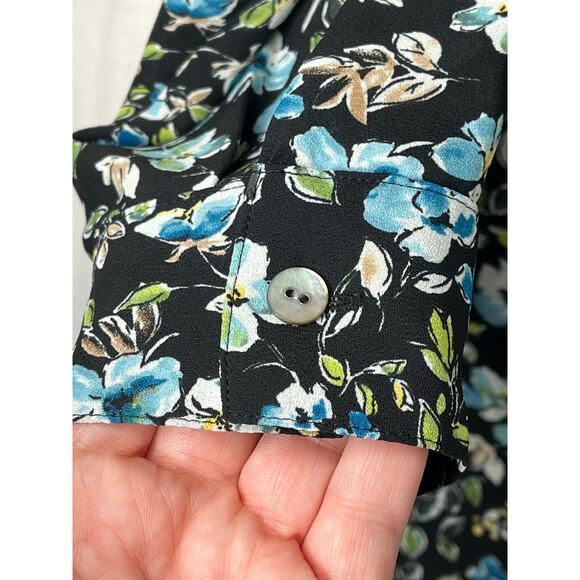 J. Jill floral tiered layered button up blouse, dark floral, size M, EUC - Picture 7 of 13